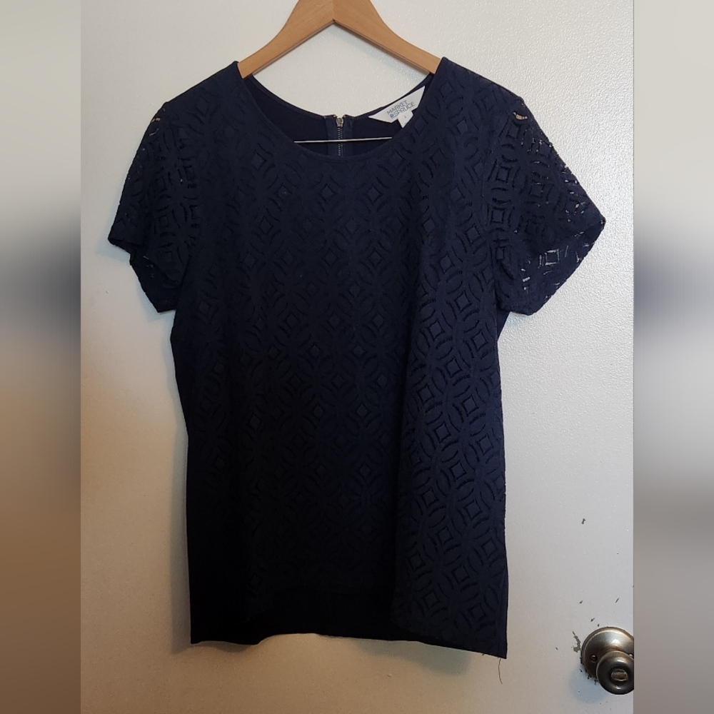 Market & Spruce Midnight Blue Lace Top